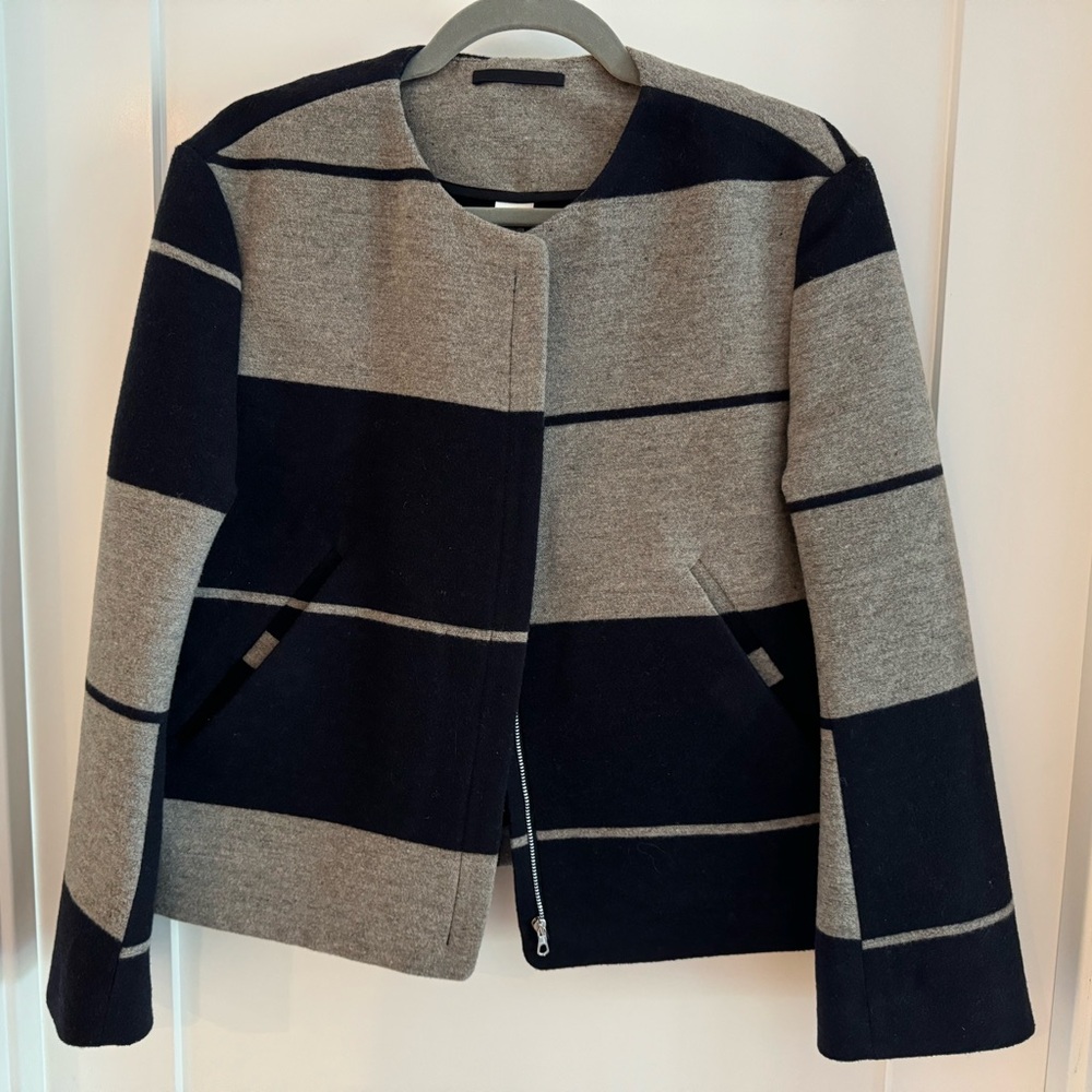 Acne Studios Navy and Grey Colorblock Wool Jacket, FR Sz 38/M